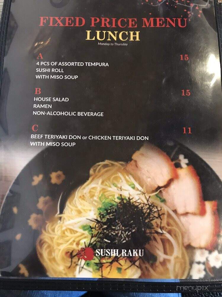Sushi Raku - Saskatoon, SK menu_pic