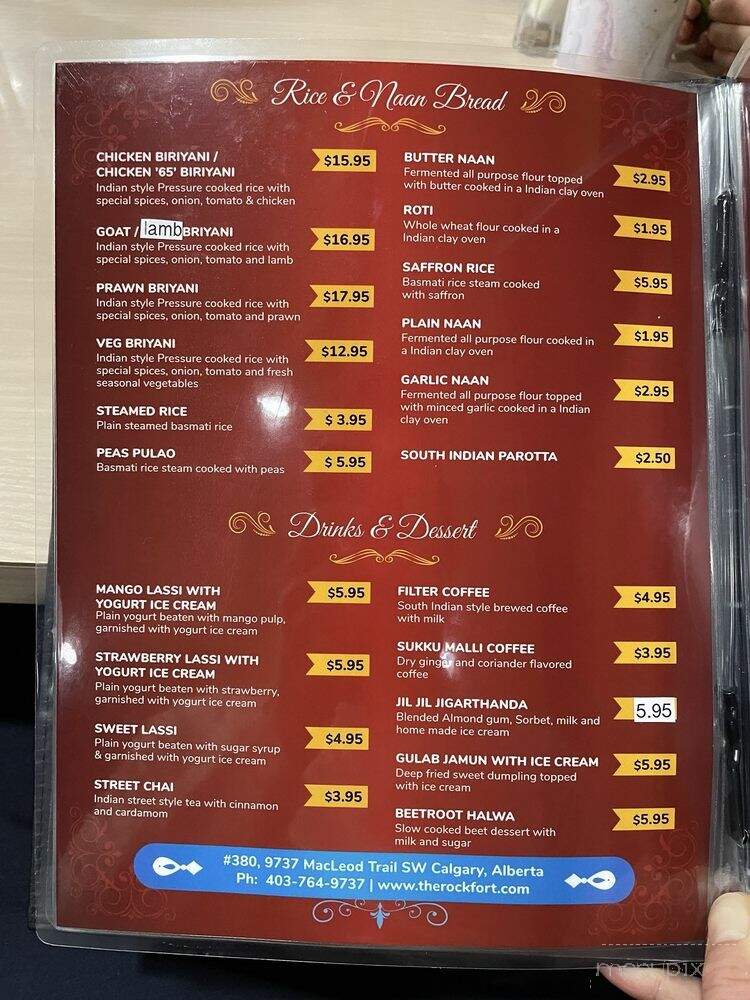 The RockFort - Calgary, AB menu_pic