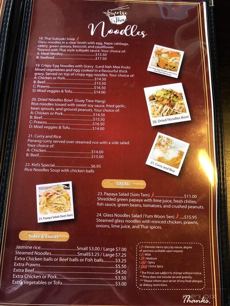 Sense Thai Noodle Bowl - Gibsons, BC menu_pic