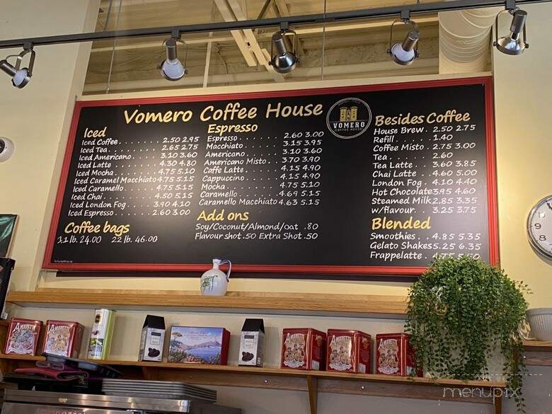 Vomero Coffee House - North Vancouver, BC menu_pic