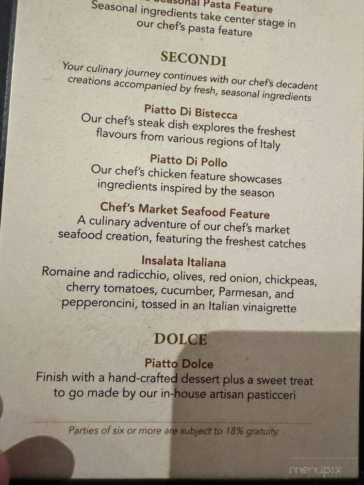 Corso A Culinary Tour of Italy - Niagara Falls, ON menu_pic