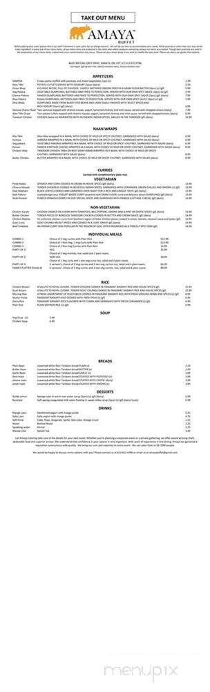 Amaya Buffet - Ottawa, ON menu_pic