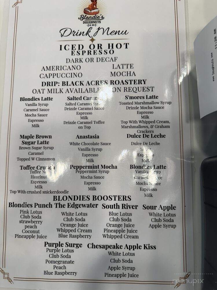 Blondie's Doughnuts - Baltimore, MD menu_pic