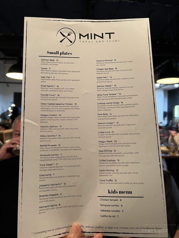 Mint Tapas and Sushi - Holladay, UT menu_pic