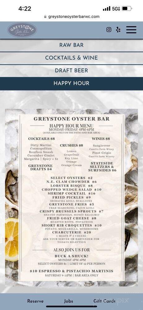 Greystone Oyster Bar - West Chester, PA menu_pic