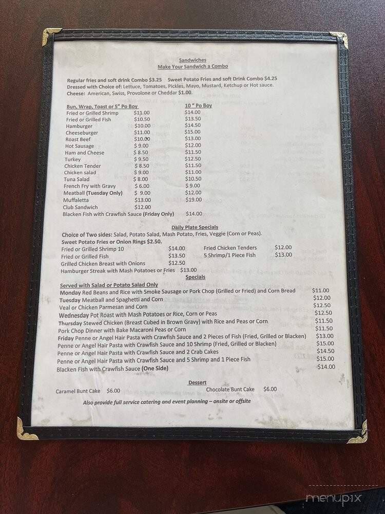 Ernie's Cafe - Marrero, LA menu_pic