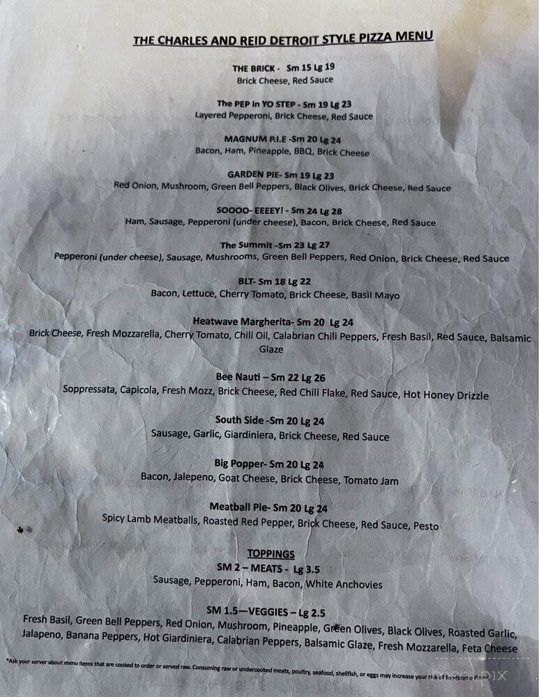 Charles and Reid Detroit Pizza - Traverse City, MI menu_pic