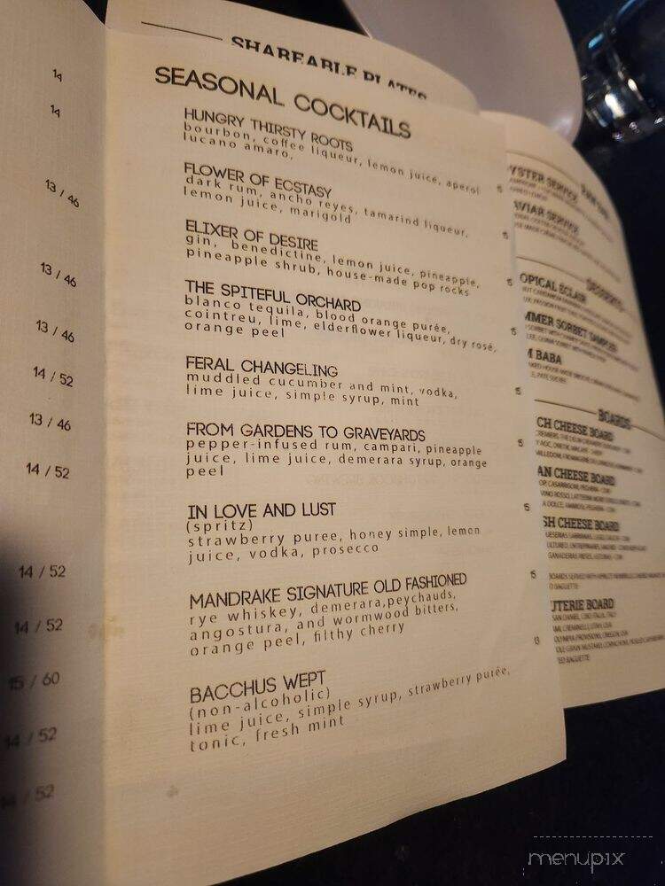 Mandrake Small Plates + Libations - Yorkville, IL menu_pic