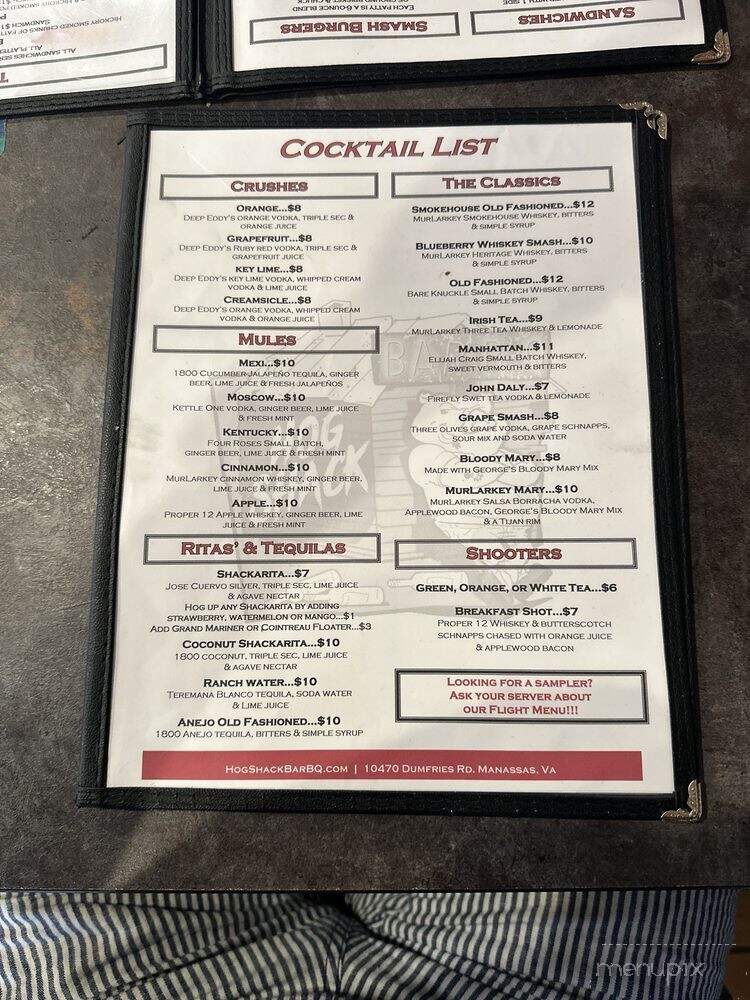 Hog Shack Bar B Q - Manassas, VA menu_pic