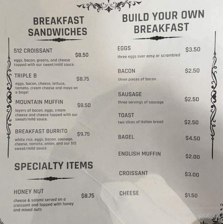 512 Coffee and Ice Cream - Latrobe, PA menu_pic
