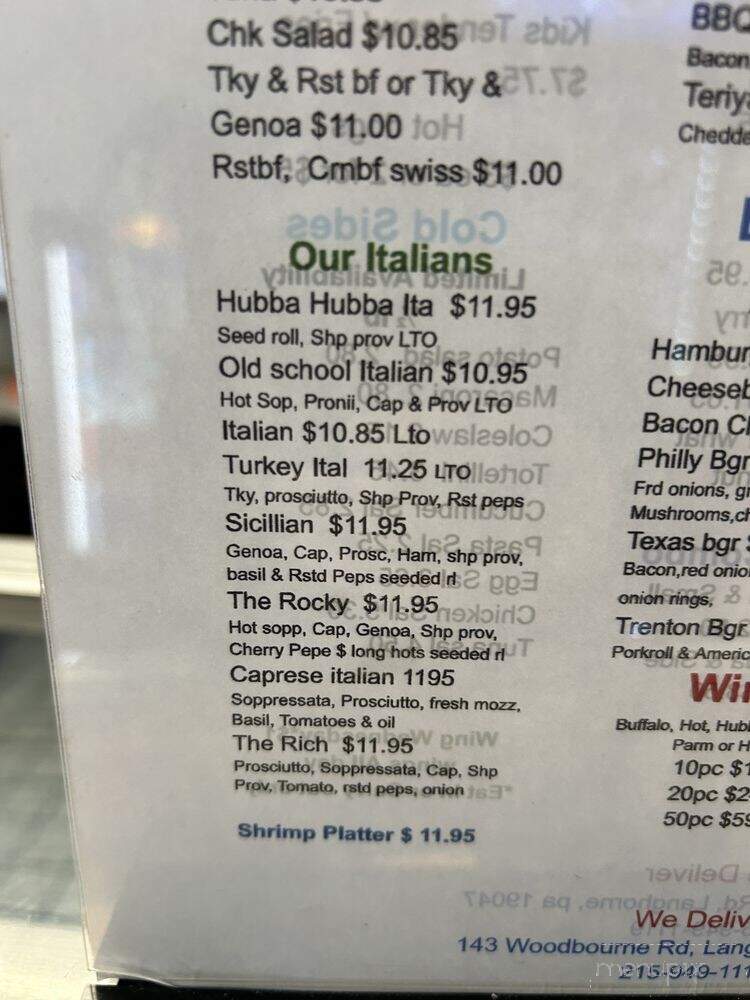 Hubba Hubba Hoagies - Langhorne, PA menu_pic