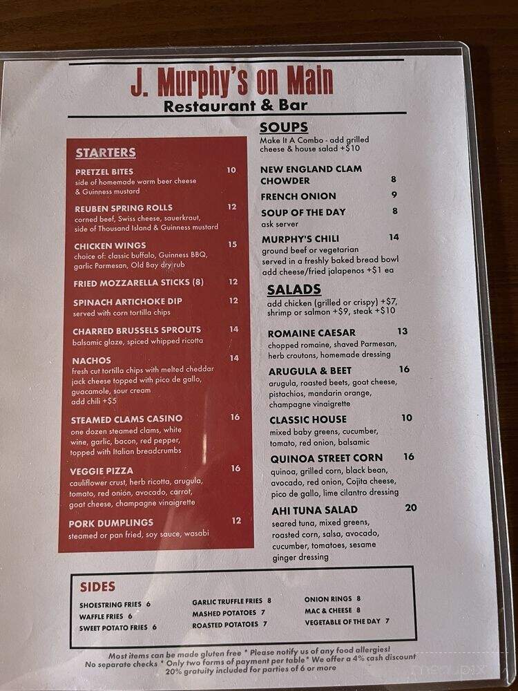 J Murphys on Main - Cold Spring, NY menu_pic