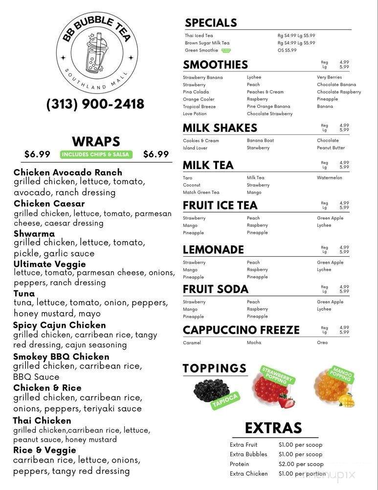BB's Smoothies & Wraps - Taylor, MI menu_pic