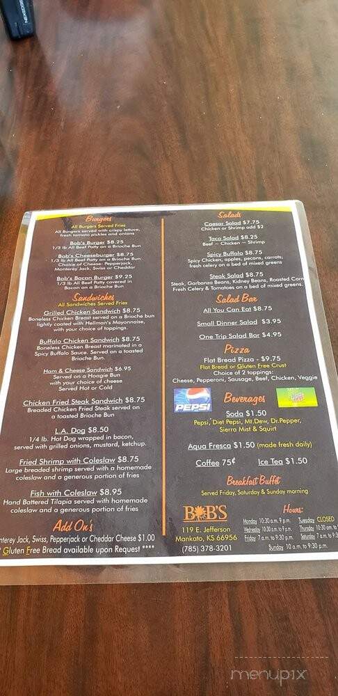 Bobs of Mankato - Mankato, KS menu_pic