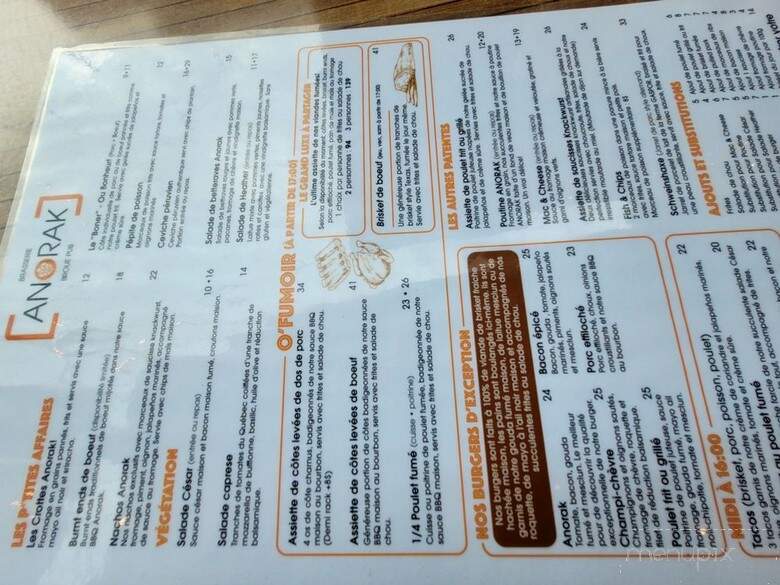 Brasserie Anorak Broue Pub - Morin-Heights, QC menu_pic