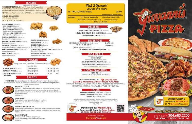 Giovannis Pizza - Sophia, WV menu_pic