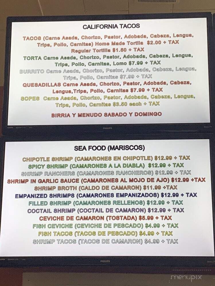 California Tacos - Dinuba, CA menu_pic