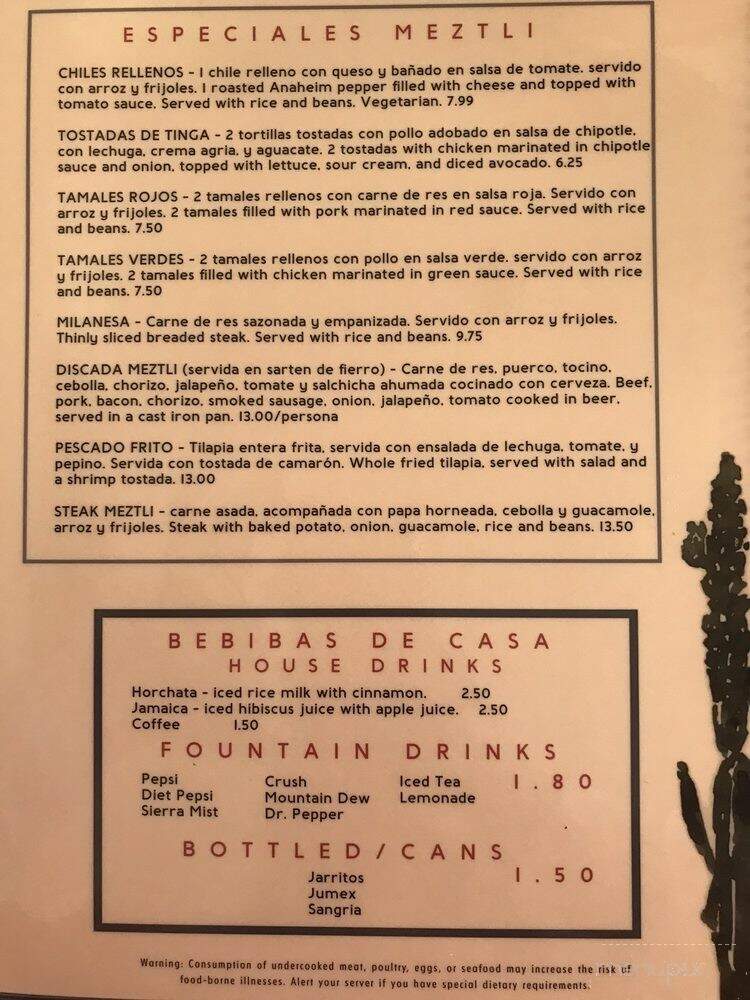 Meztli Restaurant - Lincoln, NE menu_pic