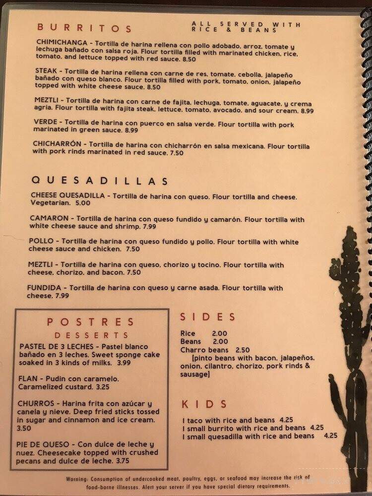 Meztli Restaurant - Lincoln, NE menu_pic