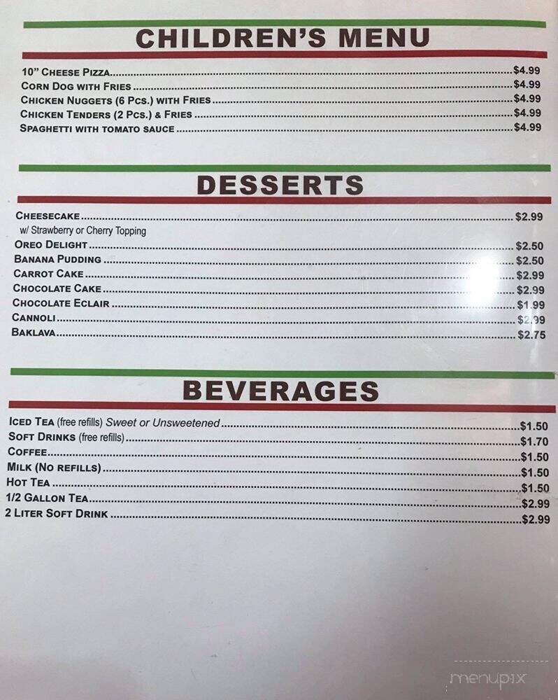 Roma Pizza - Albemarle, NC menu_pic