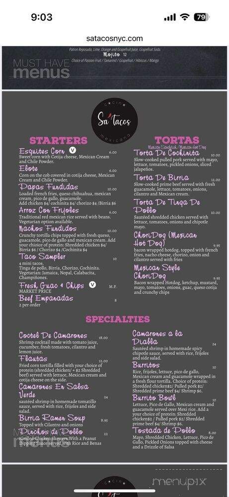 Satacos - New York, NY menu_pic
