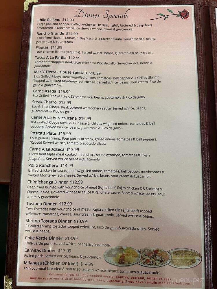 Rosita's Mexican Restaurant - Pineville, MO menu_pic