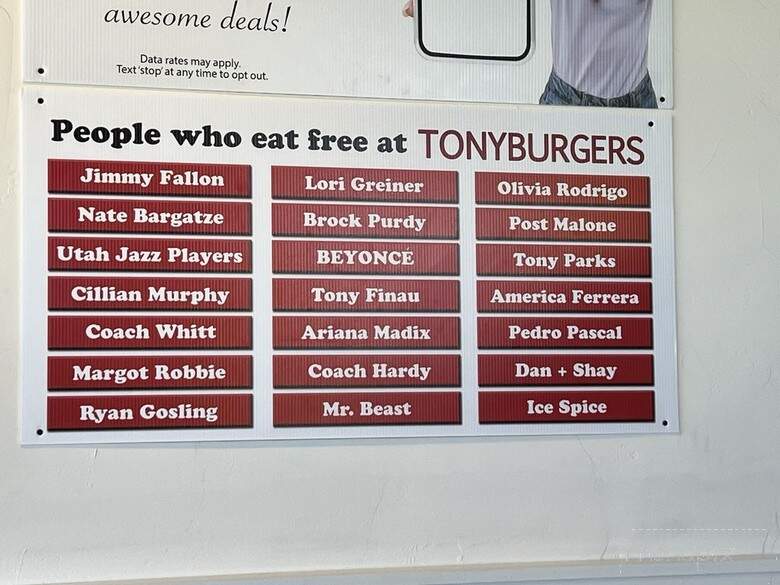 Tonyburgers - West Valley City, UT menu_pic
