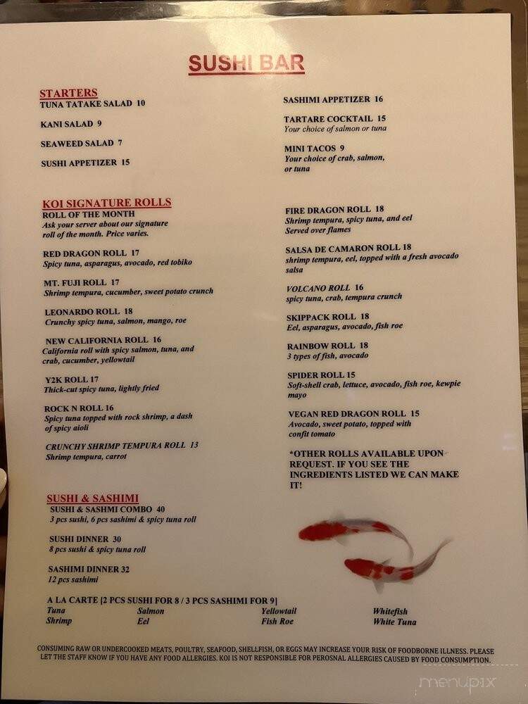 Koi Sushi Bar - Skippack, PA menu_pic
