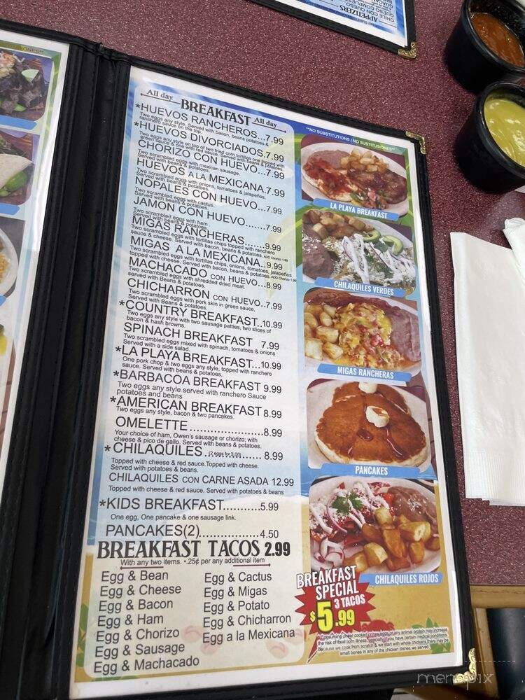 La Playa - Austin, TX menu_pic