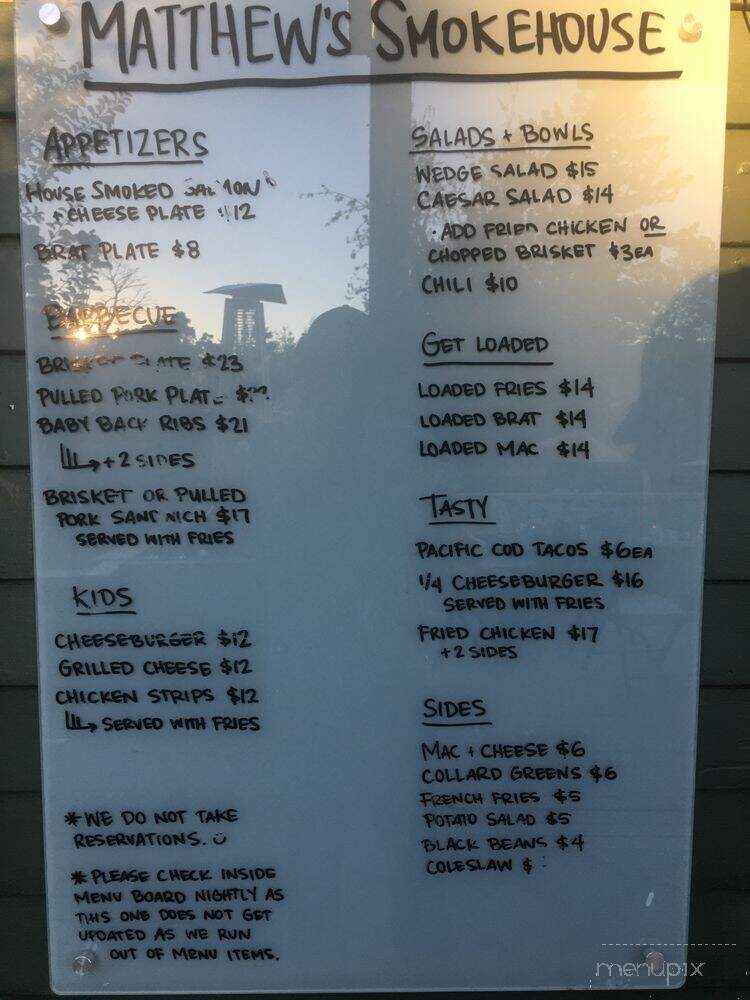 Matthew's Smokehouse - Eastsound, WA menu_pic