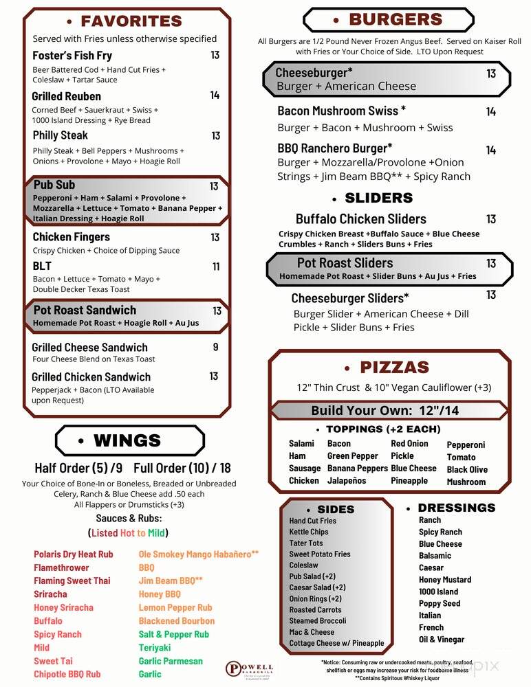 Powell Bar & Grill - Powell, OH menu_pic