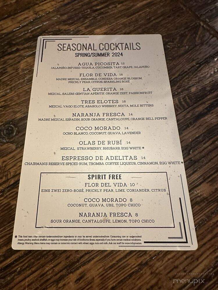 La Dona Mezcaleria - Denver, CO menu_pic
