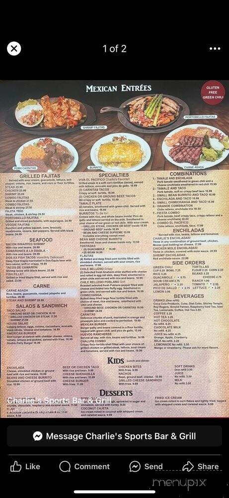 Charlie's Sports Bar & Grill - Grand Lake, CO menu_pic