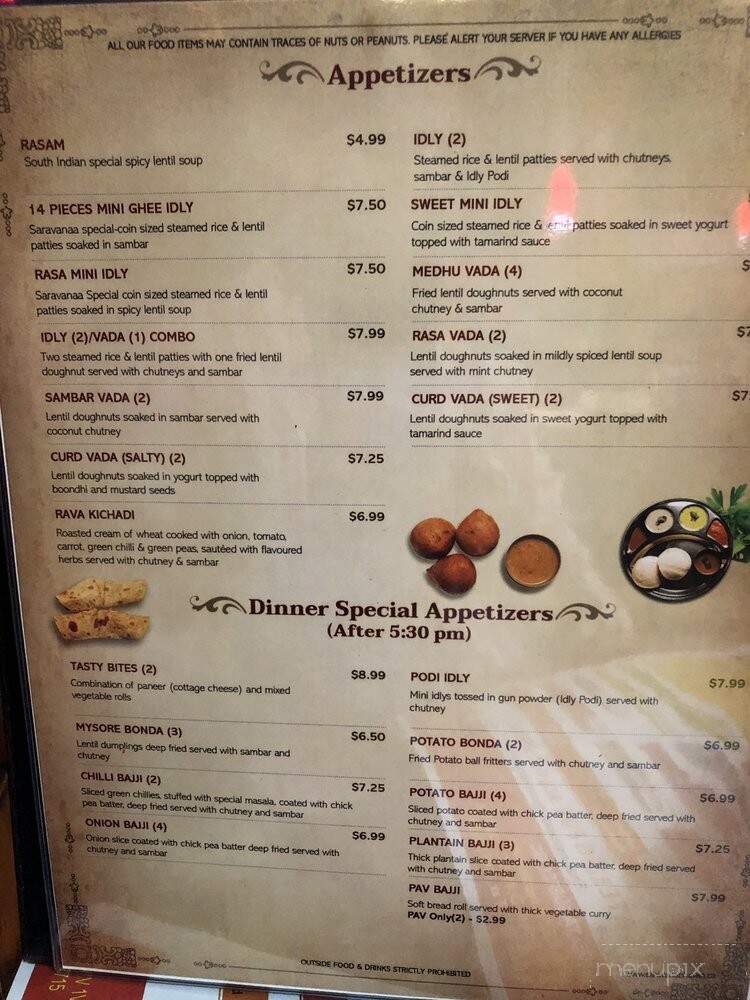Saravanaa Bhavan - Delta, BC menu_pic