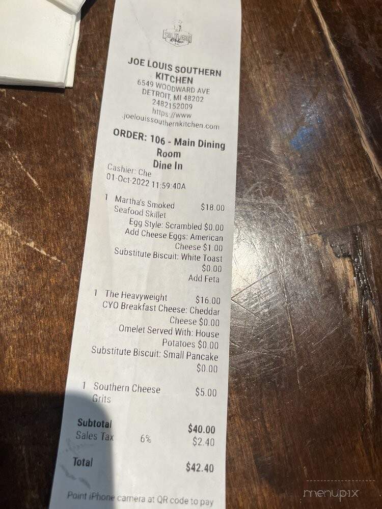 Joe Louis Southern Kitchen - Detroit, MI menu_pic