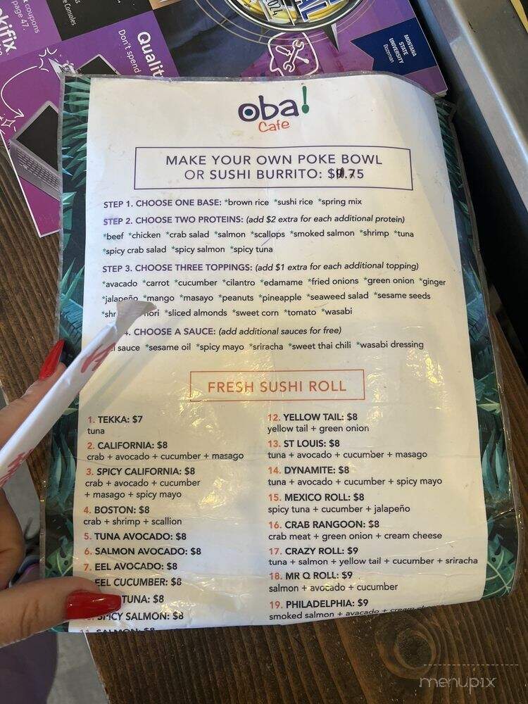 Oba Cafe - Bozeman, MT menu_pic