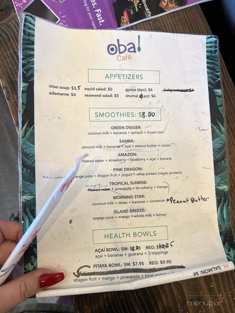 Oba Cafe - Bozeman, MT menu_pic
