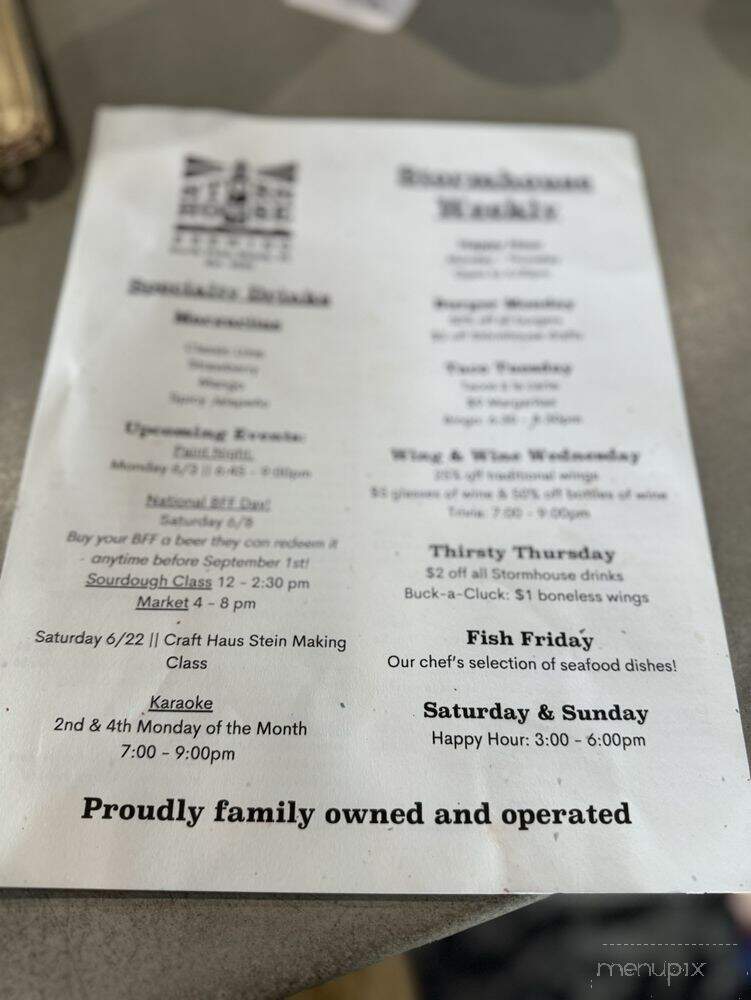 Stormhouse Brewing - North Palm Beach, FL menu_pic