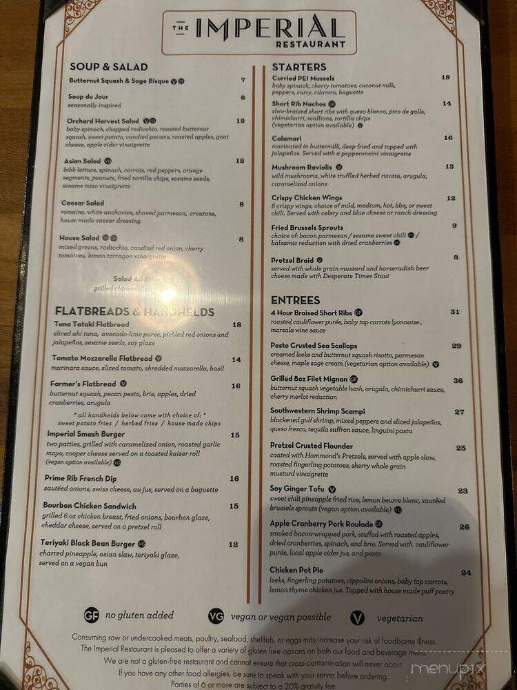 The Imperial - Lancaster, PA menu_pic