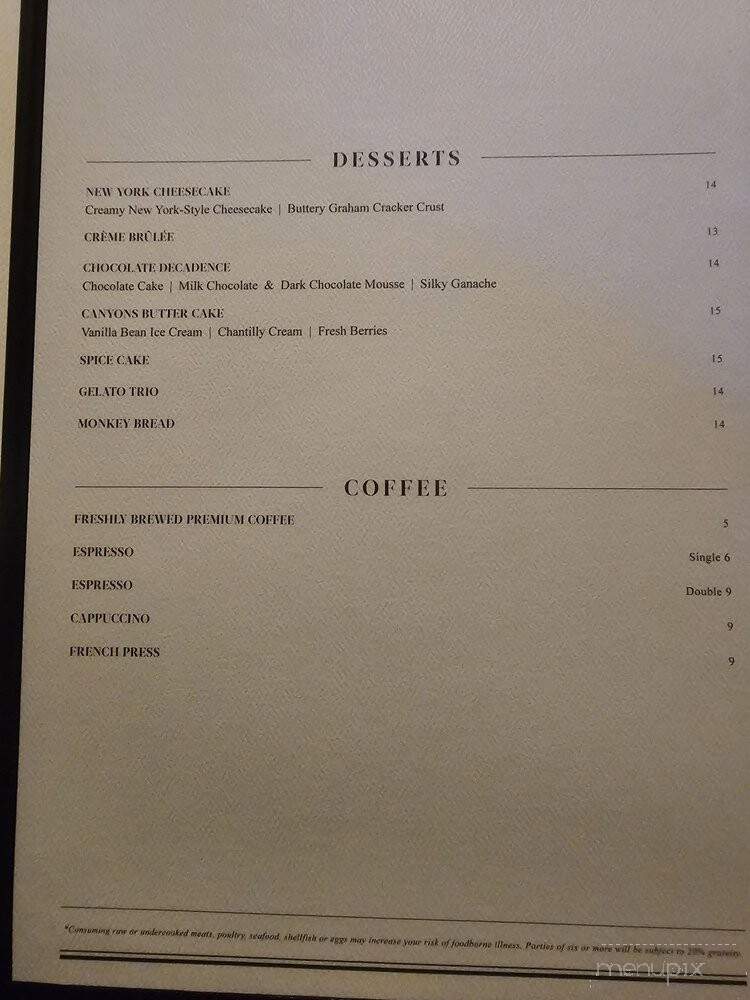 Canyons Restaurant - San Jacinto, CA menu_pic