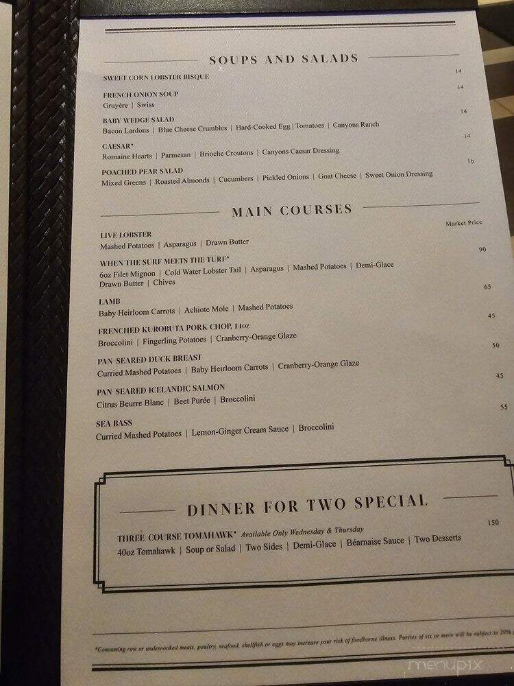 Canyons Restaurant - San Jacinto, CA menu_pic