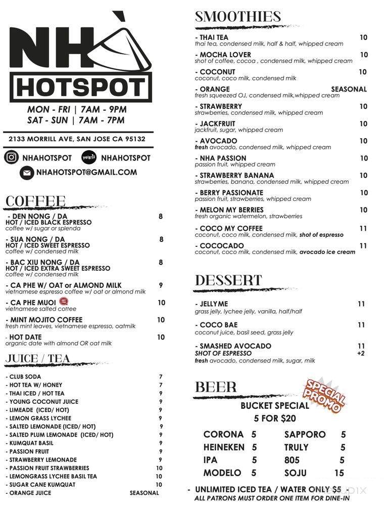 HS Coffee & Juices - San Jose, CA menu_pic
