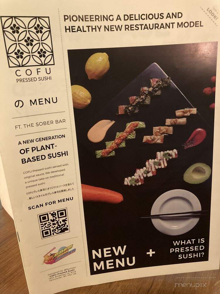Cofu Pressed Sushi - Vancouver, BC menu_pic