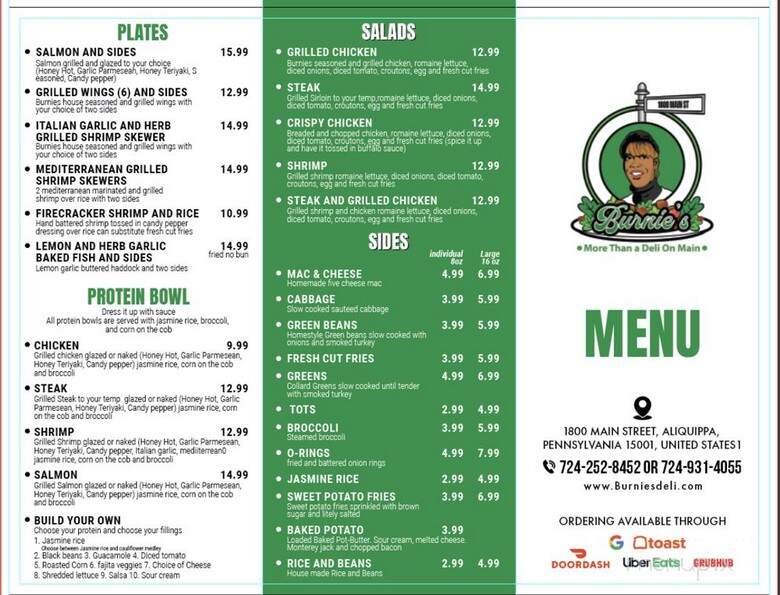 Burnie's Deli On Main - Aliquippa, PA menu_pic