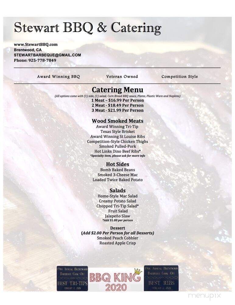 Stewart Barbeque - Brentwood, CA menu_pic