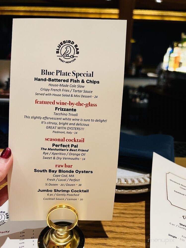 Bluebird Bar - West Newton, MA menu_pic