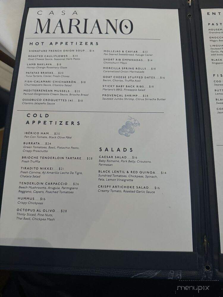 Casa Mariano - Doral, FL menu_pic