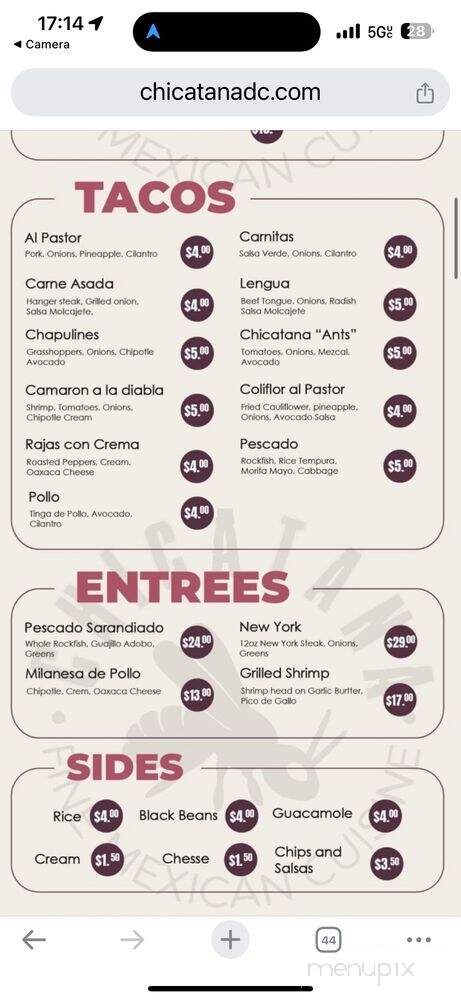 Chicatana Fine Mexican Cuisine - Washington, DC menu_pic
