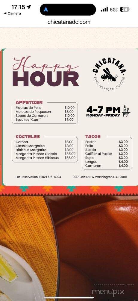 Chicatana Fine Mexican Cuisine - Washington, DC menu_pic