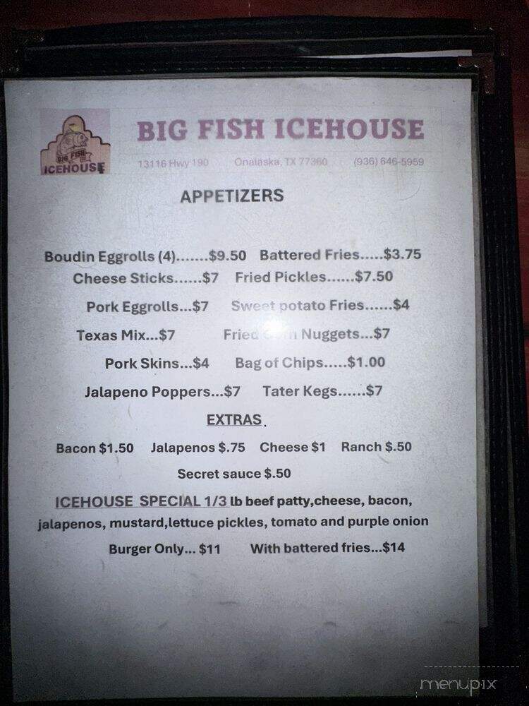 Big Fish Icehouse - Onalaska, TX menu_pic